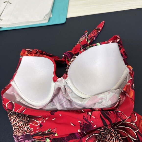 HAPARI Women's XS 0-2 Halter Tankini Swim Top Underwire Red Floral EUC - Picture 4 of 8